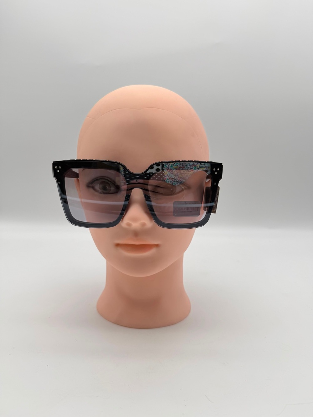True Religion Black Oversized Square Sunglasses with Gradient Lenses